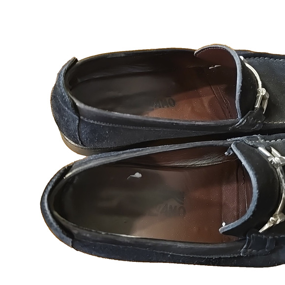 Salvatore Ferragamo Pasquale Mens Horsebit Moccasin Loafer Black‎ Suede 9EE $680 main image 5